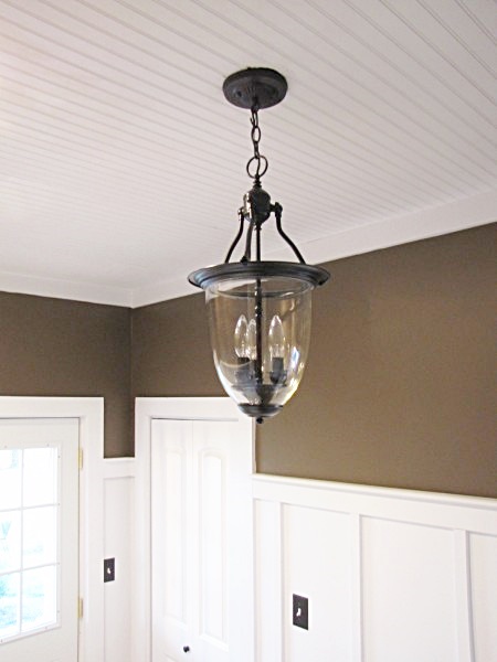 3 00 brass pendant turned into pottery barn style light, lighting, painted furniture, After Classy and Beautiful