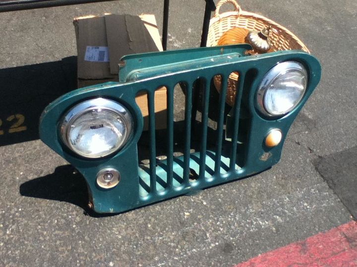 flea market thrifting amp junk treasure hunt, painted furniture, This Jeep front would be such a fun inspiration piece for decorating a boys room Outdoorsy nature off roading Fun