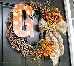 diy wednesday make your own monogram fall wreath for the front door, crafts, seasonal holiday decor, wreaths, photo courtesy of