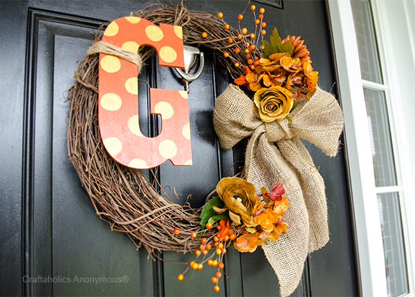 diy wednesday make your own monogram fall wreath for the front door, crafts, seasonal holiday decor, wreaths, photo courtesy of