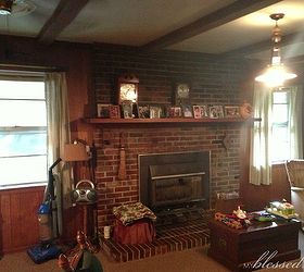 transform a brick fireplace with a white wash before after, concrete masonry, fireplaces mantels, painting, This is the before