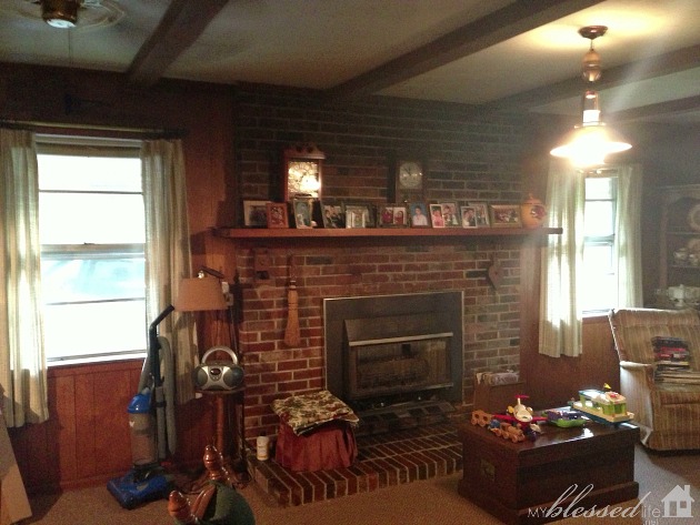 transform a brick fireplace with a white wash before after, concrete masonry, fireplaces mantels, painting, This is the before