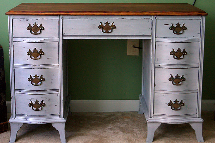 antique desk redo using diy chalk paint and diy dark wax, chalk paint, painted furniture