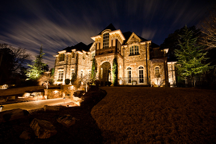 custom in town estate lighting project in buckhead brookhaven ga, curb appeal, electrical, lighting, This photo turned out really cool shooting after a passing storm