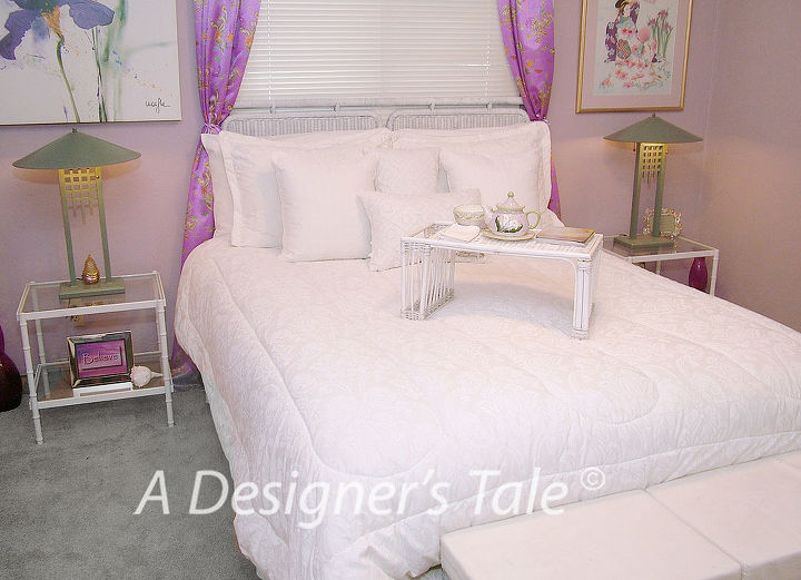 high style bedroom on a budget, bedroom ideas, home decor, The lamps and side tables were purchased at a yard sale several years ago Can you believe the side tables were only 4 for the pair And the lamps were a steal for only 16 How s that for a bargain