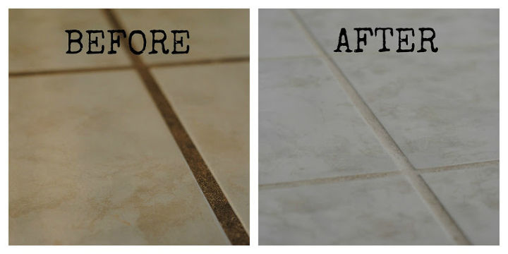 practically free homemade grout cleaner, cleaning tips, An un retouched before and after And wow the before is YUCK