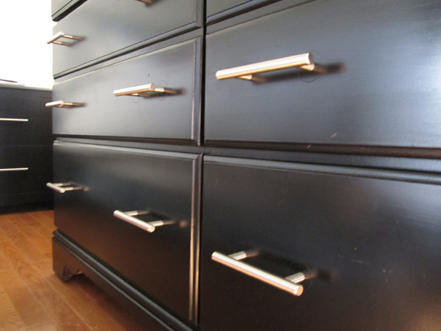 from traditional to modern master bedroom furniture makeover, bedroom ideas, painted furniture, New hardware helped change the dresser from traditional to modern