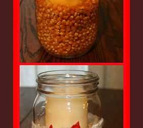 thanksgiving centerpiece craft for the holiday challenged, crafts, mason jars, seasonal holiday decor, thanksgiving decorations, Mason jar candle with corn