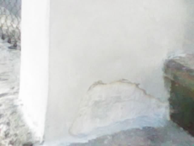 stucco repair, Crushed area