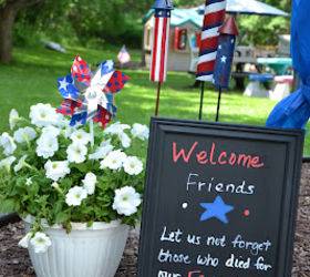 annual memorial day party prep, outdoor living, patriotic decor ideas, seasonal holiday decor, Just a reminder why we really are gathering besides the endless buffet of food and drinks All crafty ideas from things we already own no extra cash out of pocket
