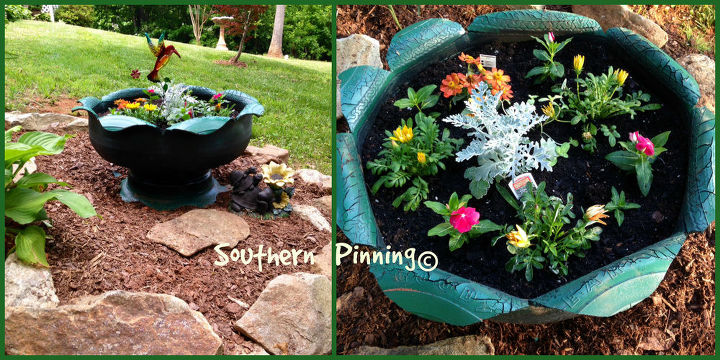 recycled tire planter project, flowers, gardening, repurposing upcycling, My mother s day planter