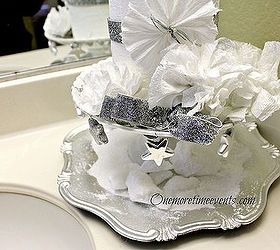 decorating your bathroom for christmas with tp, bathroom ideas, crafts, diy, how to, seasonal holiday decor, Tp flowers and small silver stars