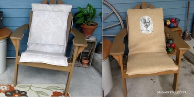 adding interest to uninteresting outdoor cushions, outdoor furniture, outdoor living, painted furniture, repurposing upcycling, Before and After