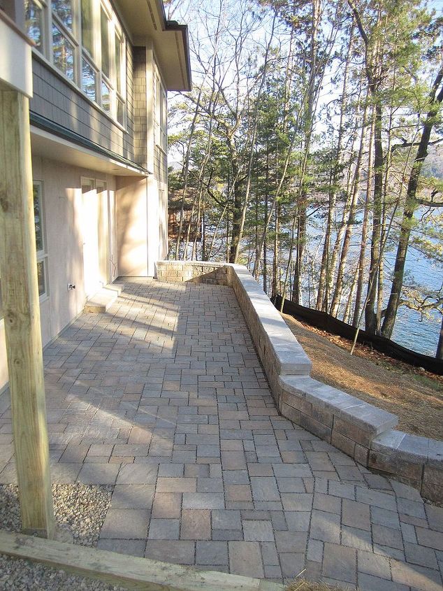 permeable paver walkway amp patio reduce stormwater runoff, concrete masonry, fire pit, Permeable Paver Patio Lake George NY