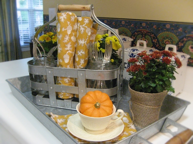 confessions of a plate addict s fall home tour, seasonal holiday d cor, My vintage look milk bottle carrier all decked out for fall