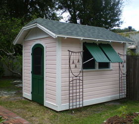 8 x10 potting shed pool equipment cover, The finished shed has rounded rafter tails and jerkinhead roof shape