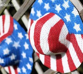 red white and blue straw hats, crafts, patriotic decor ideas, seasonal holiday decor