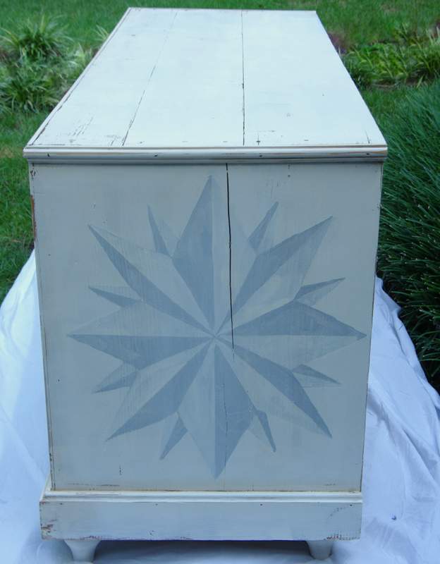 adding details to a painted dresser, painted furniture, Another shot of the compass rose by far the most complicated thing I ve ever painted