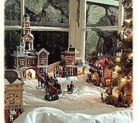 mini greenhouse from old windows that changes with the seasons, The Christmas Village in the Greenhouse