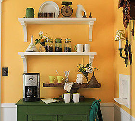 diy shelves add fun and color to a dining room, home decor, shelving ideas, This space doubles as a Coffee Bar