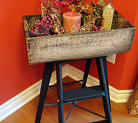 step ladder makeover old crate fun tray table, painted furniture, repurposing upcycling, rustic furniture, finished tray table