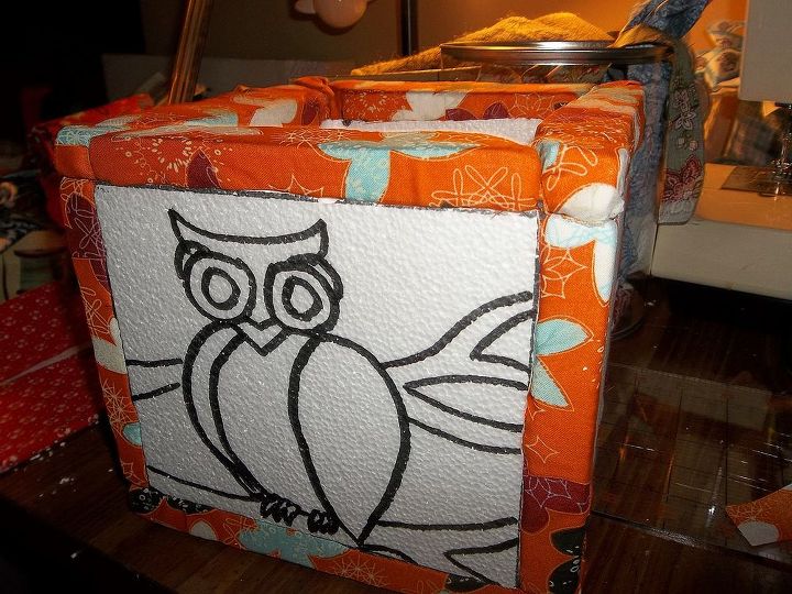 quilted styrofoam box fall centerpiece or a storage box tutorial, crafts, done with the borders