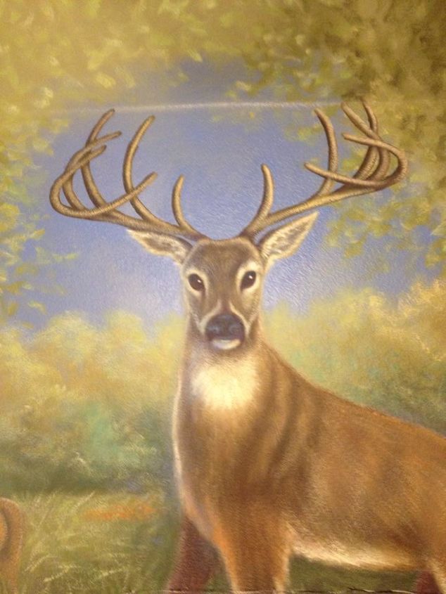 boys room hunting mural, bedroom ideas, home decor, painting, Big buck before final detailing