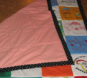 girl scout and a few soccer t shirt quilt, crafts, Sentimental homemade binding and a sheet back