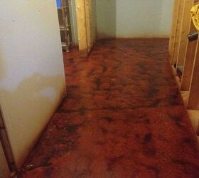 featured photos, A lighter area of the basement showing the result of installing brown transparent stain over red transparent stains