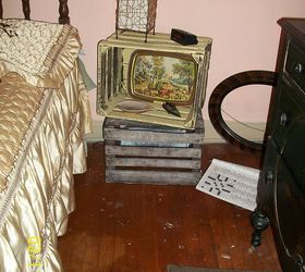 ideas for crates, repurposing upcycling, bedroom night stand w vintage tray