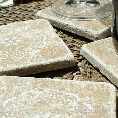 stencilled coasters in tumbled marble, crafts, Beautiful for a gift or your own use