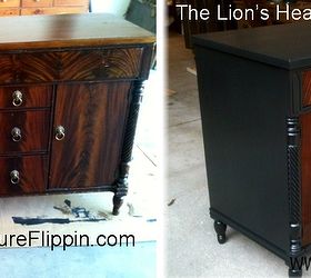 the lion s head buffet makeover, painted furniture, woodworking projects, Before and After