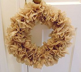 brown plastic bag wreath, crafts, repurposing upcycling, wreaths