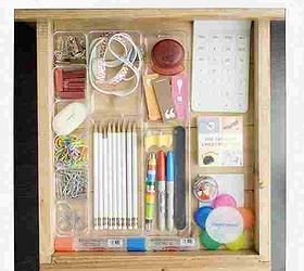 beating your junk drawer in 4 steps, cleaning tips, Step 3 Give your junk some borders Take the measurements of your drawer width length and height so you can buy the right container that will fit inside you can buy inexpensive plastic multi uses that comes with different sized