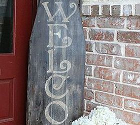 a vintage ironing board turned welcome sign, repurposing upcycling, The finished piece what do you think