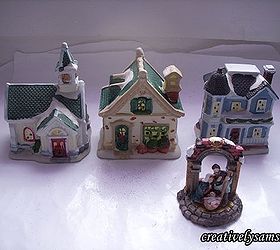 shabby chic lilac village, christmas decorations, crafts, decoupage, painting, seasonal holiday decor, shabby chic, Original houses