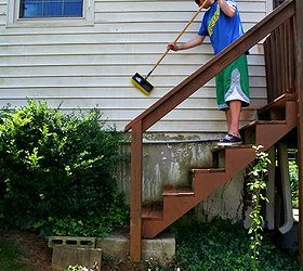 how to clean vinyl siding, cleaning tips, curb appeal, Next put your back into it Scrub baby scrub