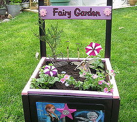 old desk fairy garden, gardening, painted furniture