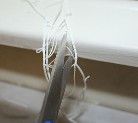 how to shorten faux wood blinds, home maintenance repairs, how to, window treatments, windows, Cut off the connecting threads of the ladder strings keeping the lenght of the string as you need this later