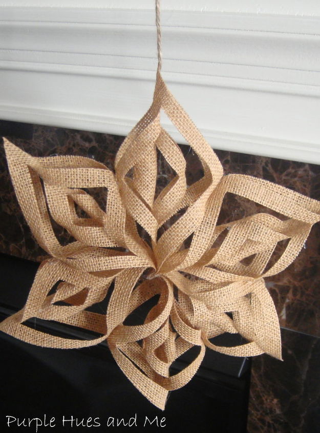 burlap 3d snowflakes, crafts, decoupage, seasonal holiday decor, Hang on the fireplace or in a window for a winter wonderland effect So beautiful