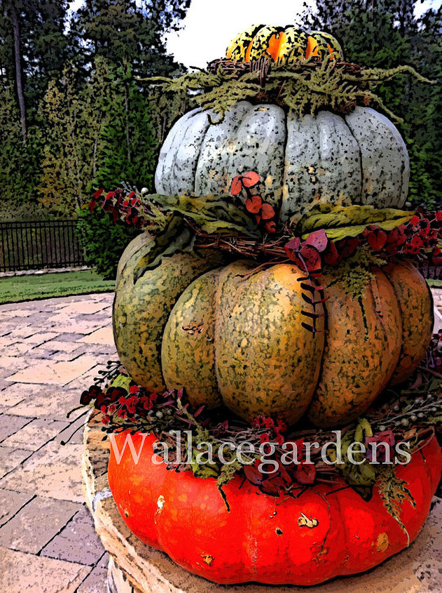 tgif thank god it s fall y all, container gardening, flowers, gardening, seasonal holiday d cor, Stacked pumpkins