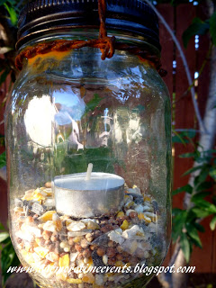 grapevine succulent wreath bird bath and mason jar bird seed tea light, crafts, mason jars, outdoor living, wreaths