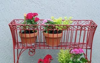 {Revamped} Wire Basket Plant Stand