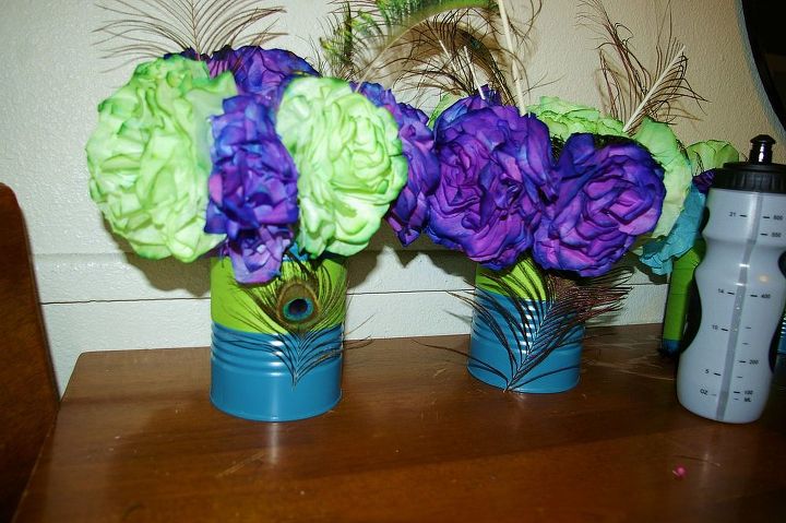 tin can coffee filter flowers peacock, crafts