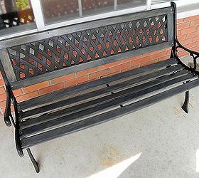 restoring an outdoor bench with colored stain, outdoor furniture, painted furniture, I chose a weather proofing stain tinted a deep blue