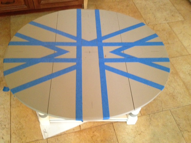 revamping a coffee table with annie sloan chalk paint and union jack, chalk paint, painted furniture, Lots of taping