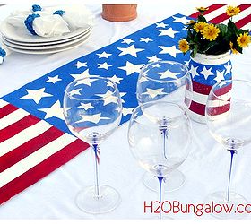 diy patriotic table runner, crafts, mason jars, patriotic decor ideas, seasonal holiday decor