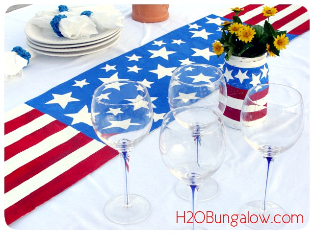 diy patriotic table runner, crafts, mason jars, patriotic decor ideas, seasonal holiday decor