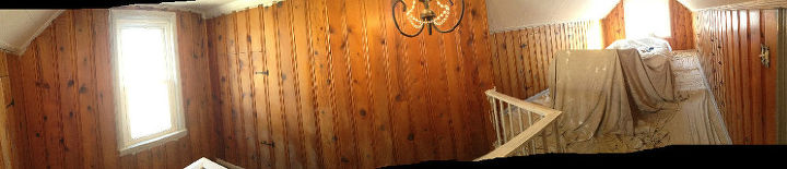 knotty pine walls in bungalow painted, paint colors, painting, wall decor, Before panoramic