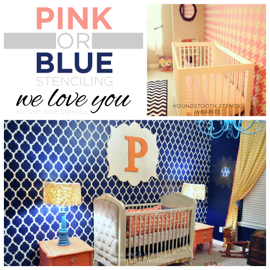pink or blue stenciling we love you, bedroom ideas, painting